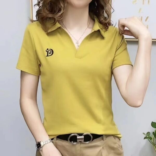 Women's V-neck Short-sleeved High-end Western Style Youthful-looking Casual Top - Image 2