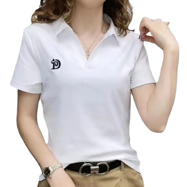 Women's V-neck Short-sleeved High-end Western Style Youthful-looking Casual Top - Image 5