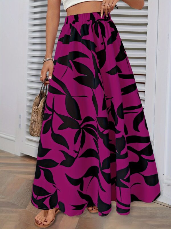 Women's Printed Stitching Elastic Waist Skirt - Image 8