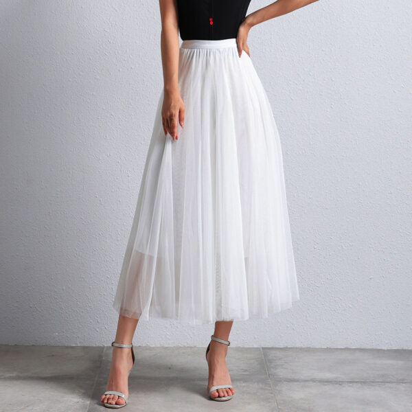 Slimming A- Line Skirt Mesh Half-length Long Dress - Image 6