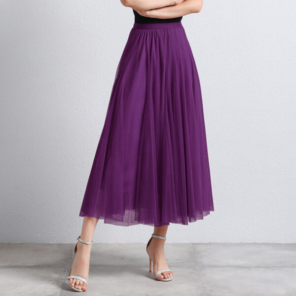 Slimming A- Line Skirt Mesh Half-length Long Dress - Image 10