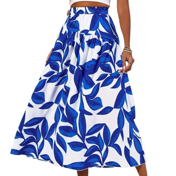 Women's Printed Stitching Elastic Waist Skirt - Image 5