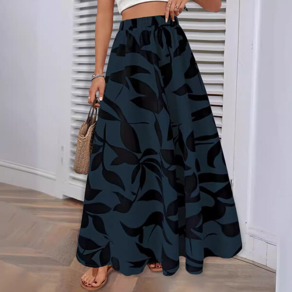Women's Printed Stitching Elastic Waist Skirt - Image 3