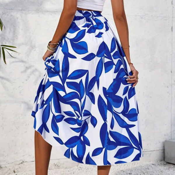 Women's Printed Stitching Elastic Waist Skirt - Image 4