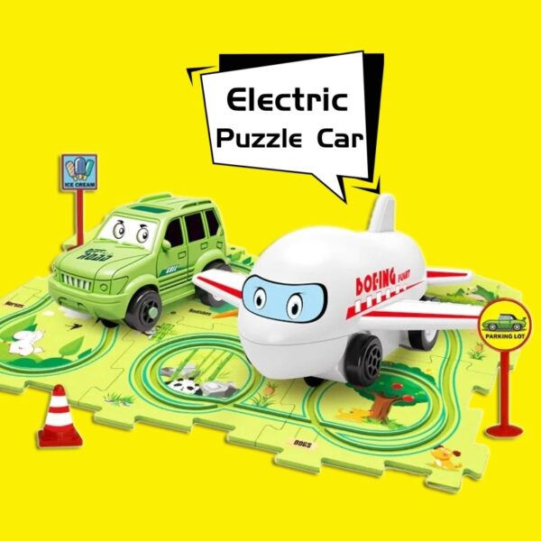 Children Puzzle Electric Railroad Speeder DIY Assembly Electric Car Automatic Rail City Scene Construction Education Toy Gift - Image 3