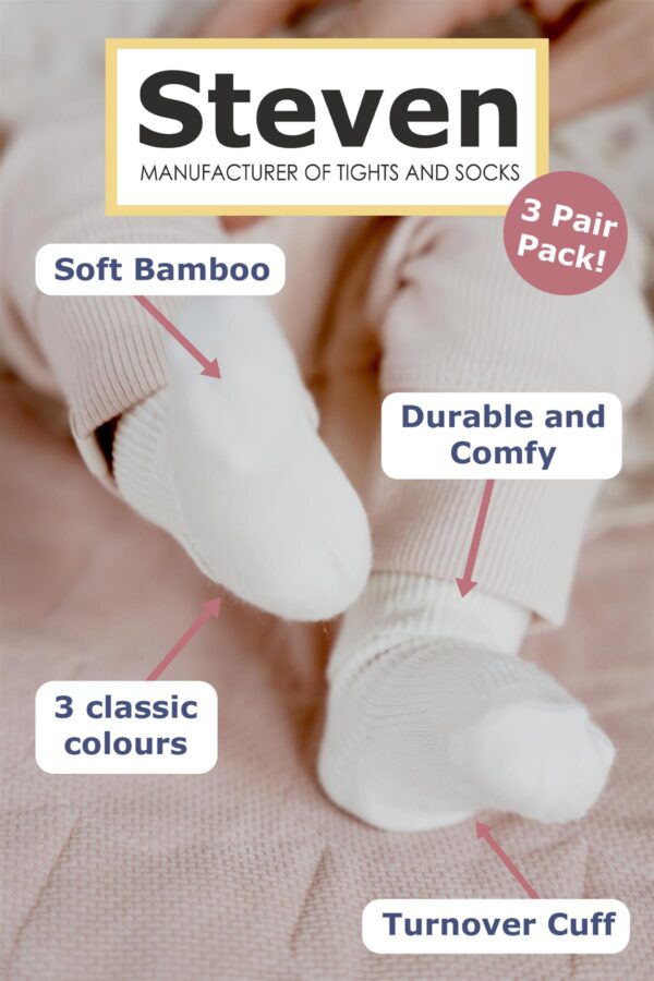 Steven - 3 PACK Baby Socks - Bamboo - Image 2